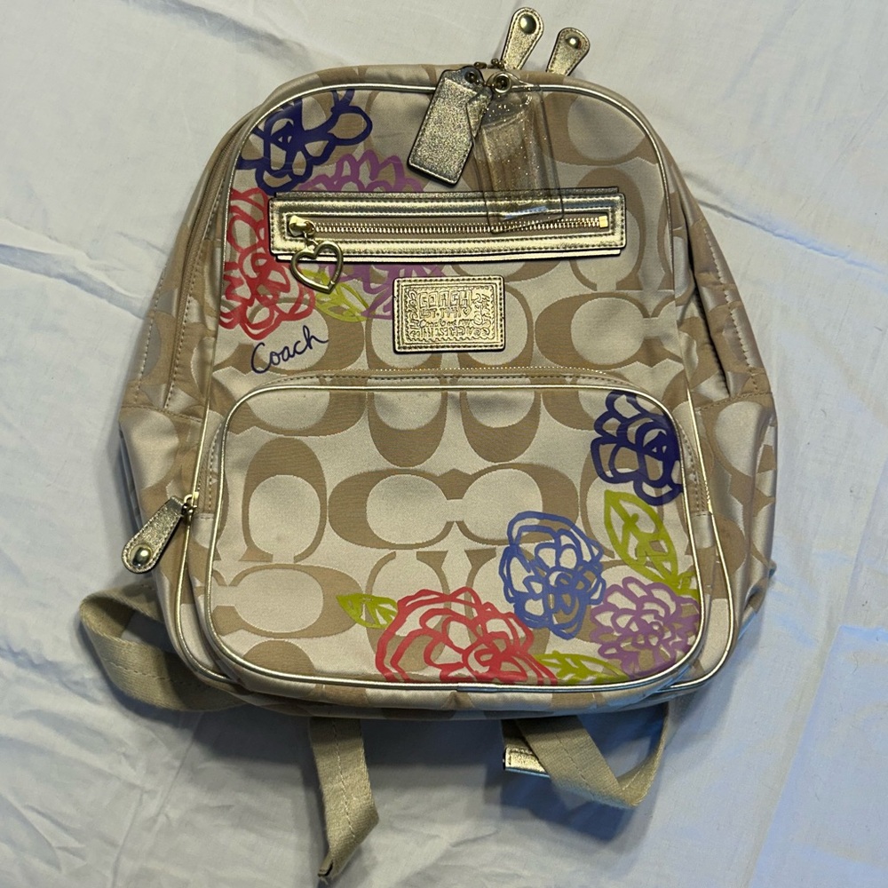 Coach Beige Floral Backpack. Great condition